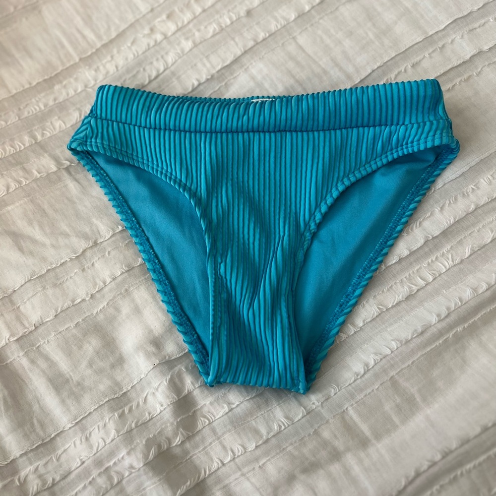 High Waisted Blue Ribbed Bottoms
